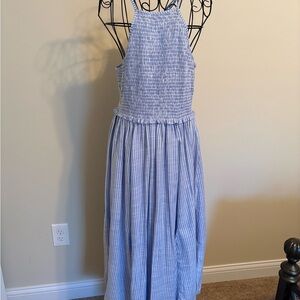 Light Blue Women’s ' Smocked Halter Maxi Dress